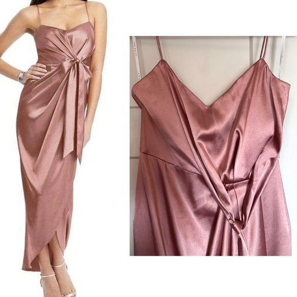 After Six Dresses & Skirts - AFTER SIX Midi Dress with Draped Tulip Skirt Color Desert Rose, 8, NWT 6828